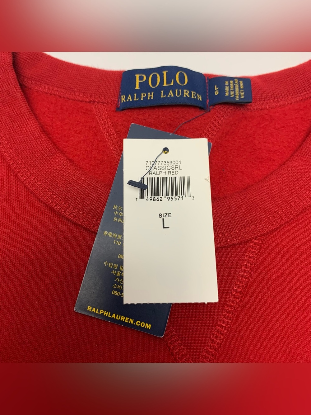 Polo Ralph Lauren Crewneck Sweatshirt Blue Pony Mens Size Large Brand New - Picture 9 of 9